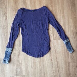 Free People Purple Long Sleeve Top with decorative Cuffs